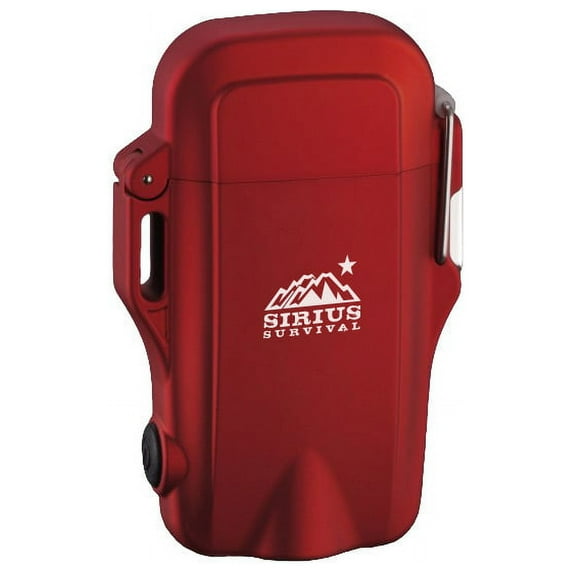Arc4 Lit Lighter 2.0 - Rechargeable Outdoor Waterproof Dual Arc Plasma Lighter with Flashlight & Lanyard - Red