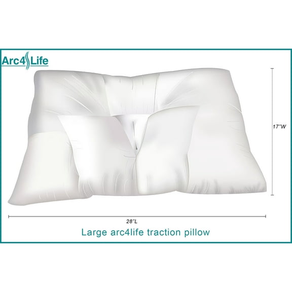 Arc4life Traction Pillow Large Size 28"x17" with Zippered Dust Cover Included _ Neck Support and Gentle Traction