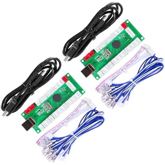 Arcade 2 Player Zero Delay USB Encoder to PC Games Controller Arcade Joystick Buttons for PC MAME Raspberry Pi Arcade1Up - 3x Red Power Outputs (5Pin + Happ Style)