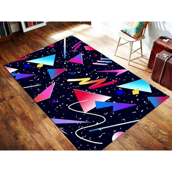 Arcade Area Rug for Bedroom,80S Arcade Washable Living Room Rug,Soft Accent Rugs for Entryway,Non-Slip Non-Shedding Low-Pile Floor Carpet 5x8ft