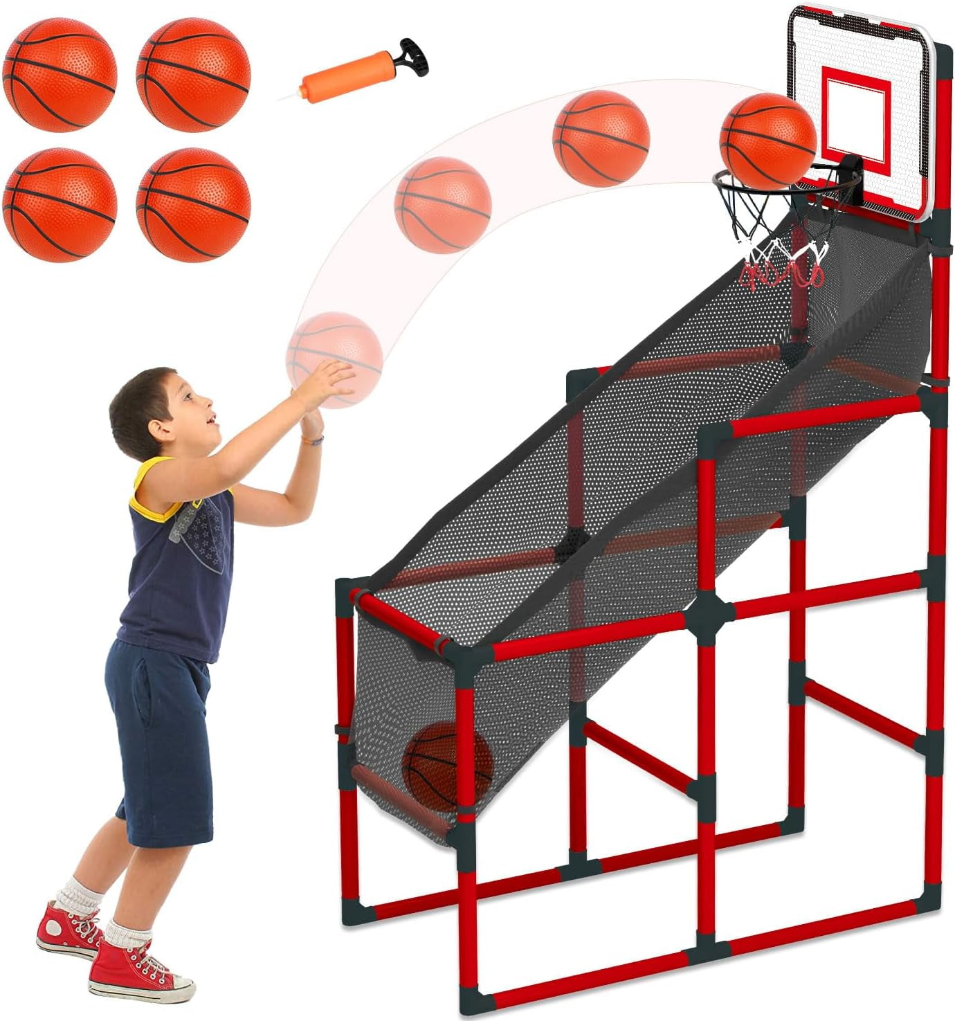 Arcade Basketball Game for Kids, Indoor Basketball Hoop Arcade Game with Electronic Basketball