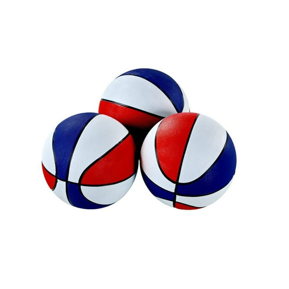 Arcade Basketball Size 5, 3-pack, Red White and Blue Indoor and Outdoor Rubber Ball, 8.5 inch Diameter by Hall of Games