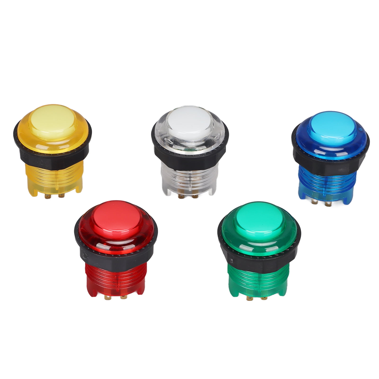Arcade Buttons, 5Pce ABS 28mm Multiple Colors LED Illuminated Push