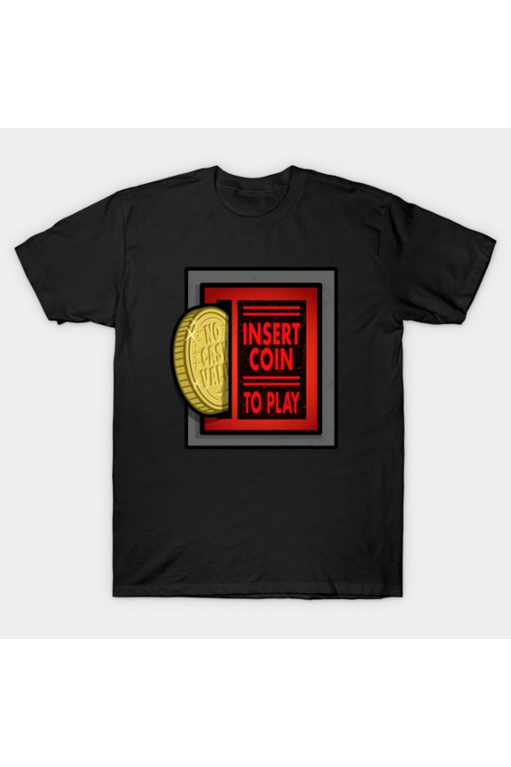 Arcade Coin Slot Pinball Game Coin Op Quarter Token Insertion Art Unisex T-Shirt, up to size 3XL.