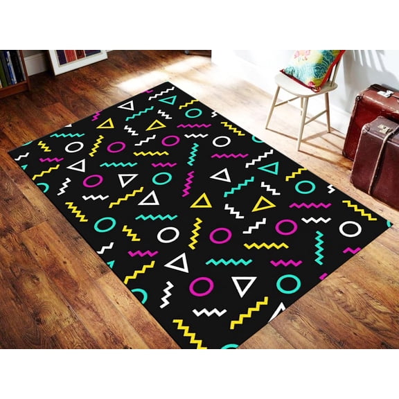 Arcade Colorful Rug,Game Room Non-Slip Non-Shedding Low Pile Door Rugs, Washable Entry Rugs for Entryway, Hallway, Kitchen, Living Room 4x5ft