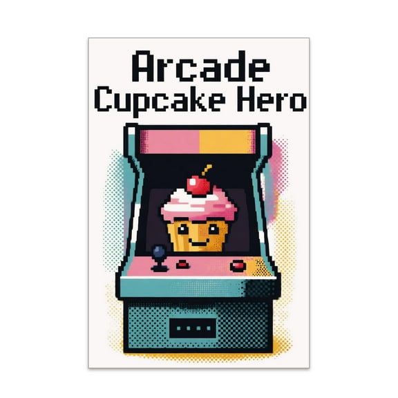 Arcade Cupcake Hero Art - Gamer Room Decor - 13x19 Poster Print