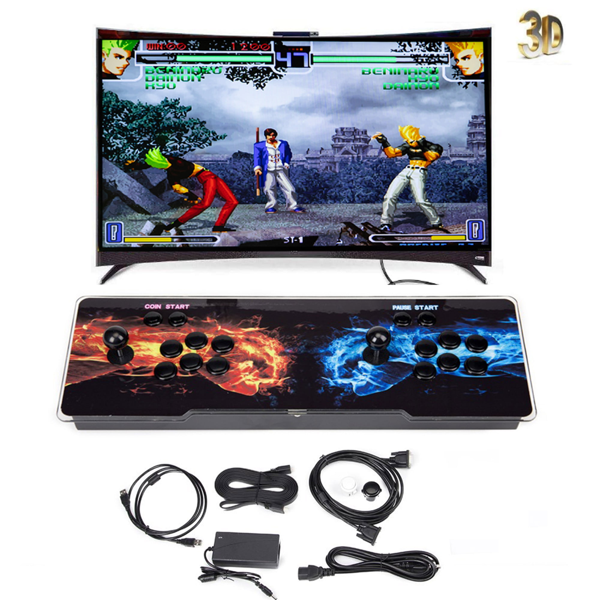  Uiexer 9800 Games in 1 Pandora's Box, 3D Arcade Game Console,  Retro Game Machine for PC/Projector/TV, 2-4 Players, 1280X720 Full HD, 3D  Games, Search/Hide/Save/Load/Pause Games, Favorite List : Toys & Games