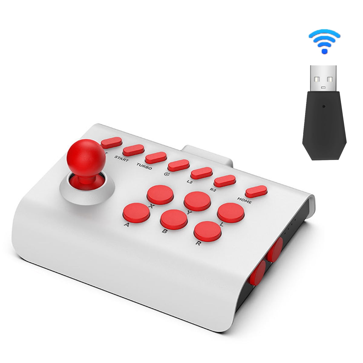Arcade Game Fighting Joystick with Receiver, Gamepad 3 Connection Modes
