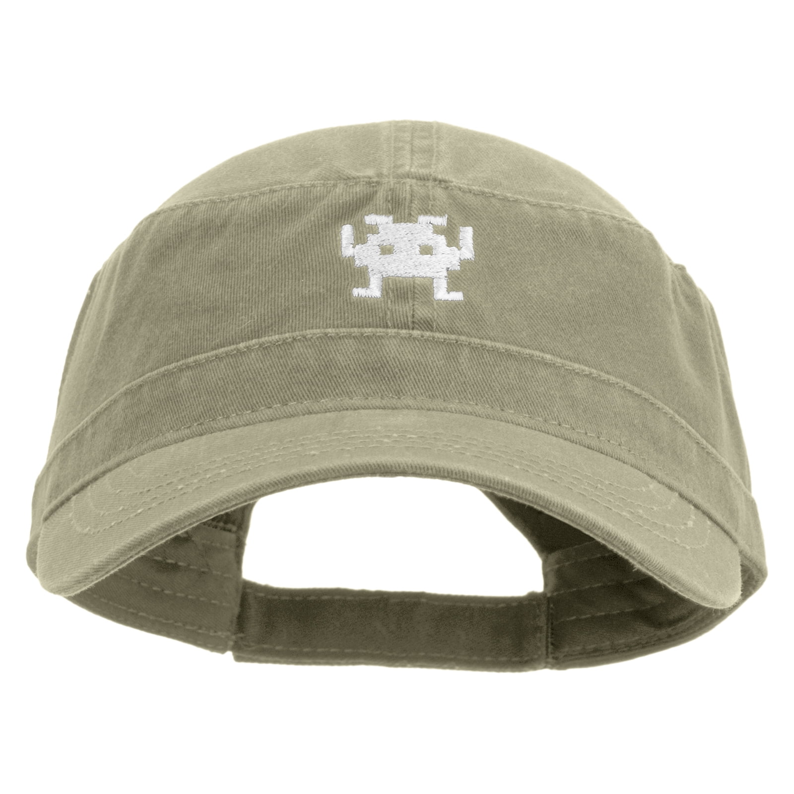 Arcade Game Icon Embroidered Garment Washed Adjustable Army Cap - Khaki ...