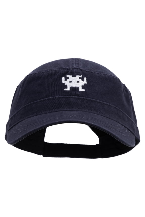 Arcade Game Icon Embroidered Garment Washed Adjustable Army Cap - Navy OSFM