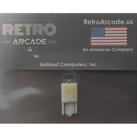 Arcade Game LED Lamp for Illuminated Pushbuttons (Yellow) 12v DC