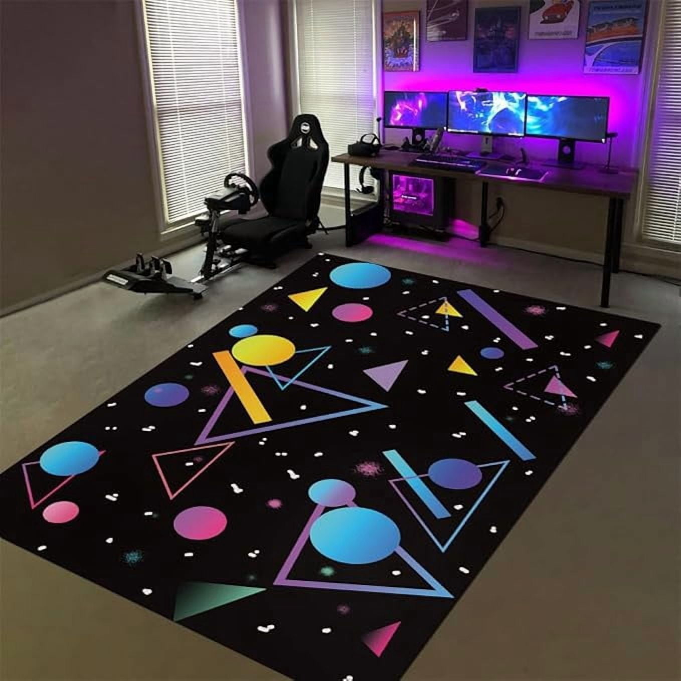 Arcade Gamer Area Rugs Retro 80S 90S Neon Geometric Rugs Multicolor Pop ...