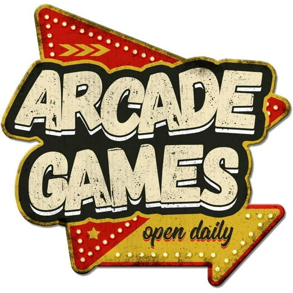 "Arcade Games" Vintage Metal Tin Sign Retro Arcade Sign Plaque Poster Metal Wall Decorative Tin Signs