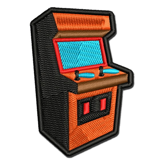 Arcade Retro Gaming Cabinet Applique Multi-Color Embroidered Iron-On Patch - 3.5 Inch Large