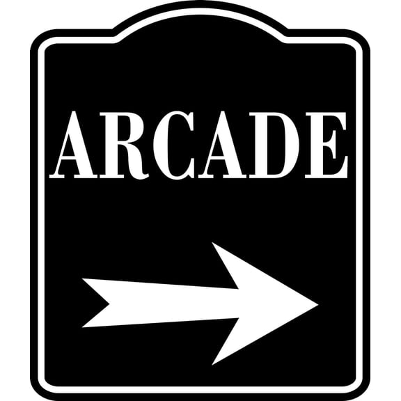 Arcade Right Arrow BLACK SIGN Aluminum Composite Sign, 8.5"x10"