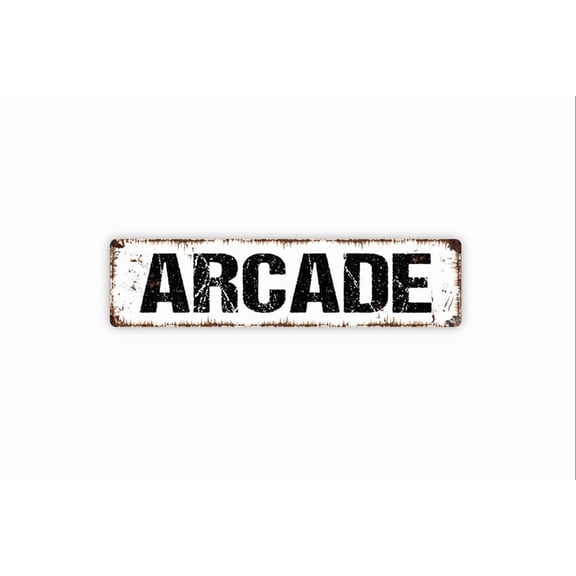 Arcade Sign - Rustic Metal Street Sign or Door Name Plate Plaque - Size: 16 x 4 Inches