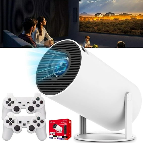 Kothab Arcade Vision Projector - Retro Console Projector, Arcade Vision Retro Console Projector ,Game Projector 2 in 1 with Two Controllers, Smart HD Projector with Wifi and Bluetooth for Family