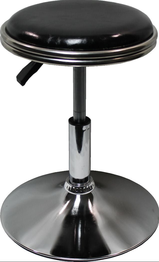 Retro Black Adjustable Height Backless Chrome Bar Stool