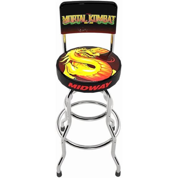 Arcade1UP Midway Legacy Mortal Kombat High Back, Adjustable Height, Video Game Stool with Swiveling Padded Seat, Orin Edition