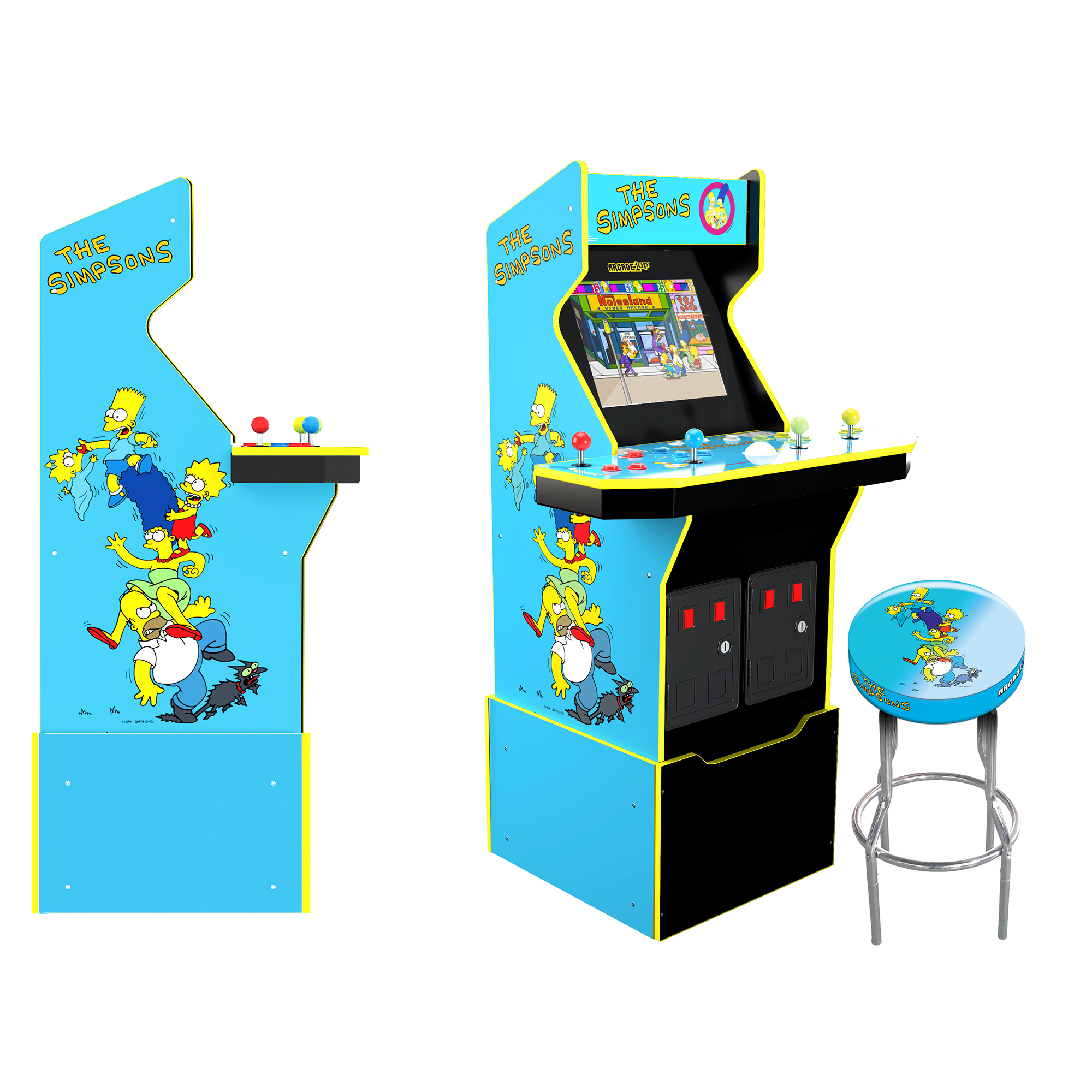 Arcade1UP The Simpsons (4-Player) Arcade with Riser, Lit Marquee, Lit Deck Protector, Wifi, and Exclusive Stool Bundle - image 1 of 10