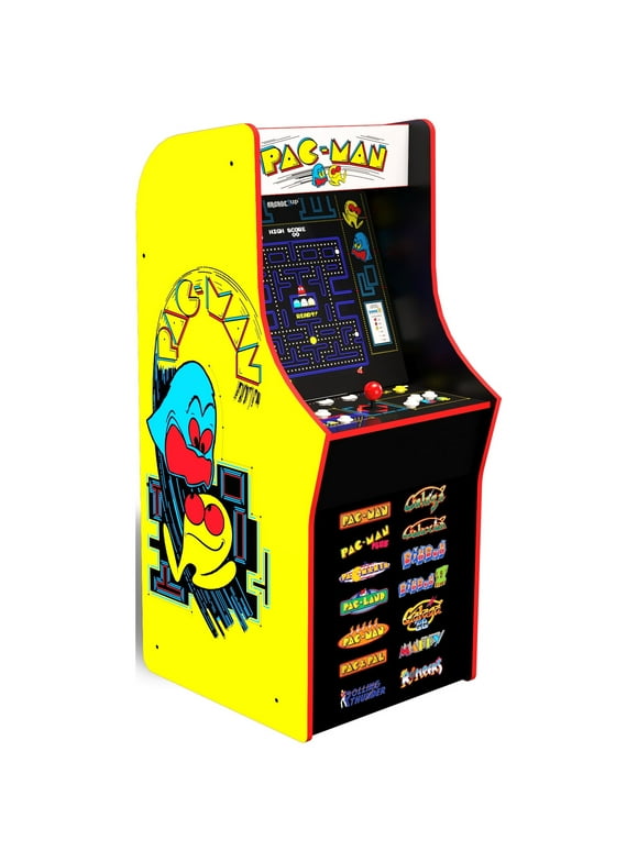 Arcade1Up PAC-MAN Classic Arcade Game, built for your home, 4 feet tall stand-up cabinet, 14 classic games, and 17-inch screen