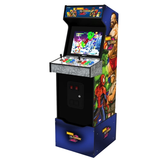 Open Box Arcade1up Marvel vs Capcom 2 Arcade with Lit Marquee and Riser