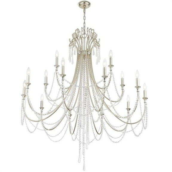 15 Light 2-Tier Chandelier-Hand Cut Crystal Type-Antique Silver Finish   -Traditional Installation Crystorama Lighting Arc-1919-Sa-Cl-Mwp
