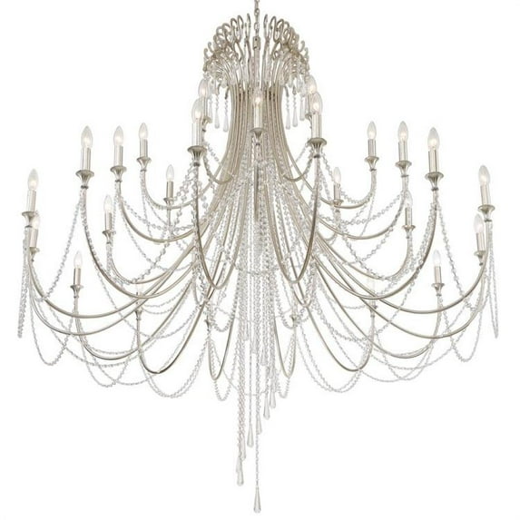 28 Light 3-Tier Chandelier-Hand Cut Crystal Type-Antique Silver Finish Crystorama Lighting Arc-1929-Sa-Cl-Mwp