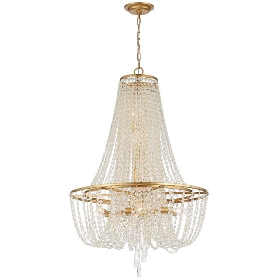 9 Light 4-Tier Chandelier-Hand Cut Crystal Type-Antique Gold Finish   -Traditional Installation Crystorama Lighting Arc-1917-Ga-Cl-Mwp