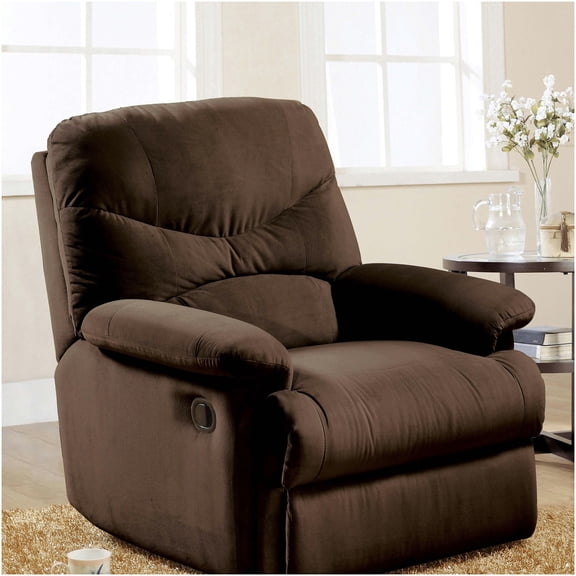 Arcadia Chocolate Microfiber Recliner Chair with Wall Hugger Design for Living Room