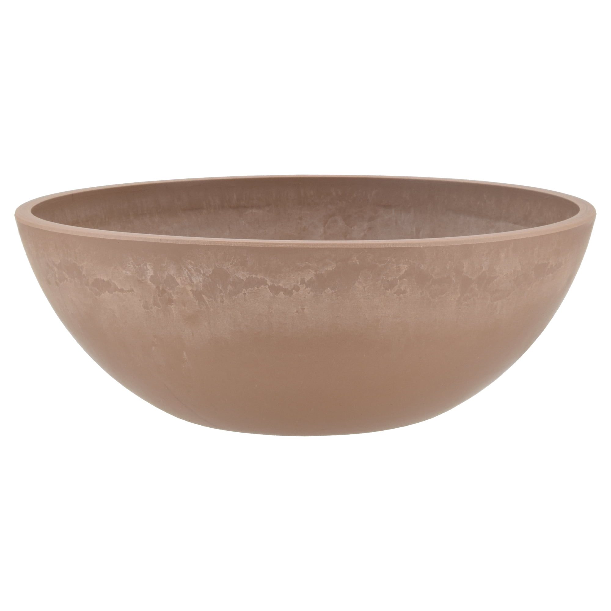 Taupe Composite Round Shallow Garden Bowl Planter, 10-inch