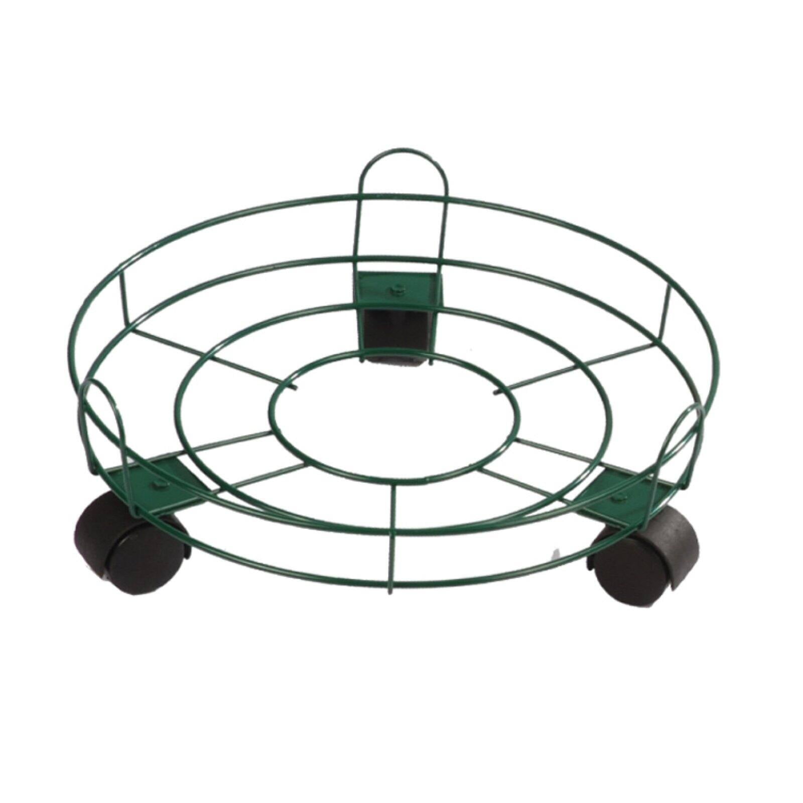 10-Inch Green Metal Plant Caddy with Wheels