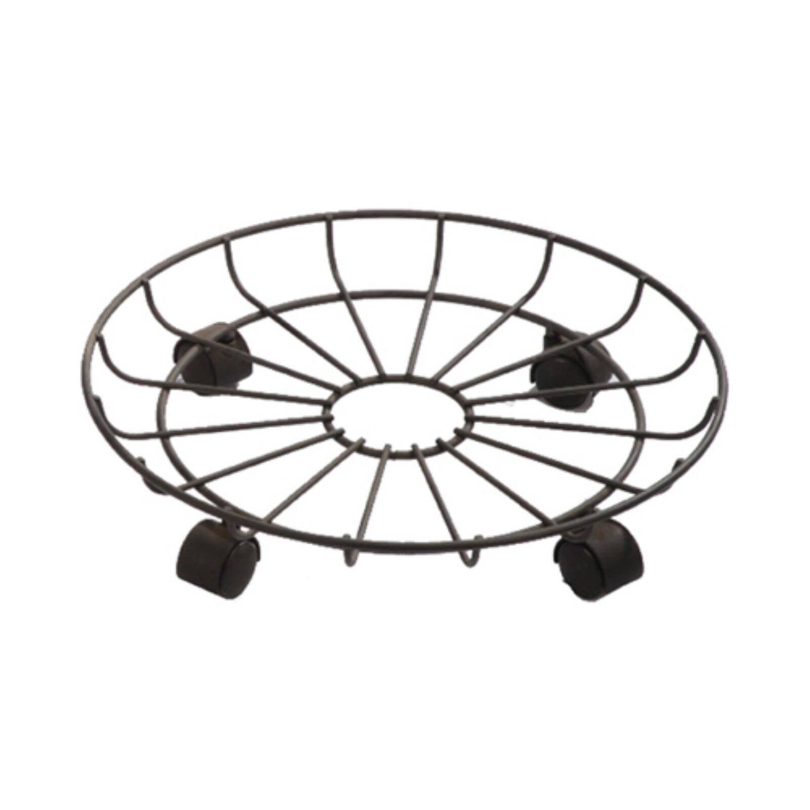10-Inch Black Metal Heavy-Duty Plant Caddy with Wheels