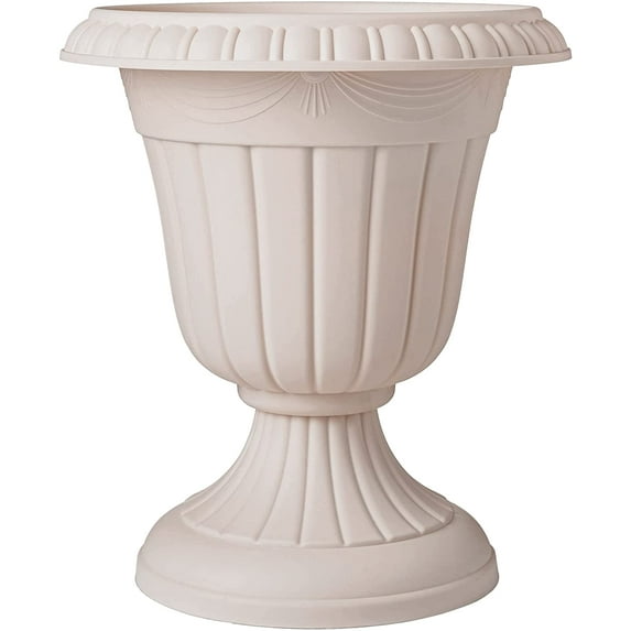 Arcadia Garden Products 10x12" Traditional Plastic Urn Planter, Taupe