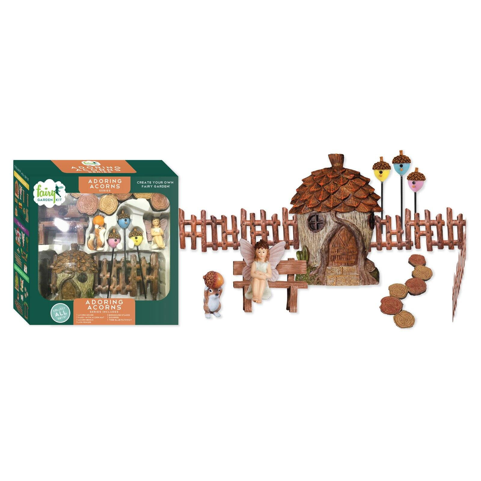 Adoring Acorns 11-Piece Brown Polyresin Fairy Garden Kit