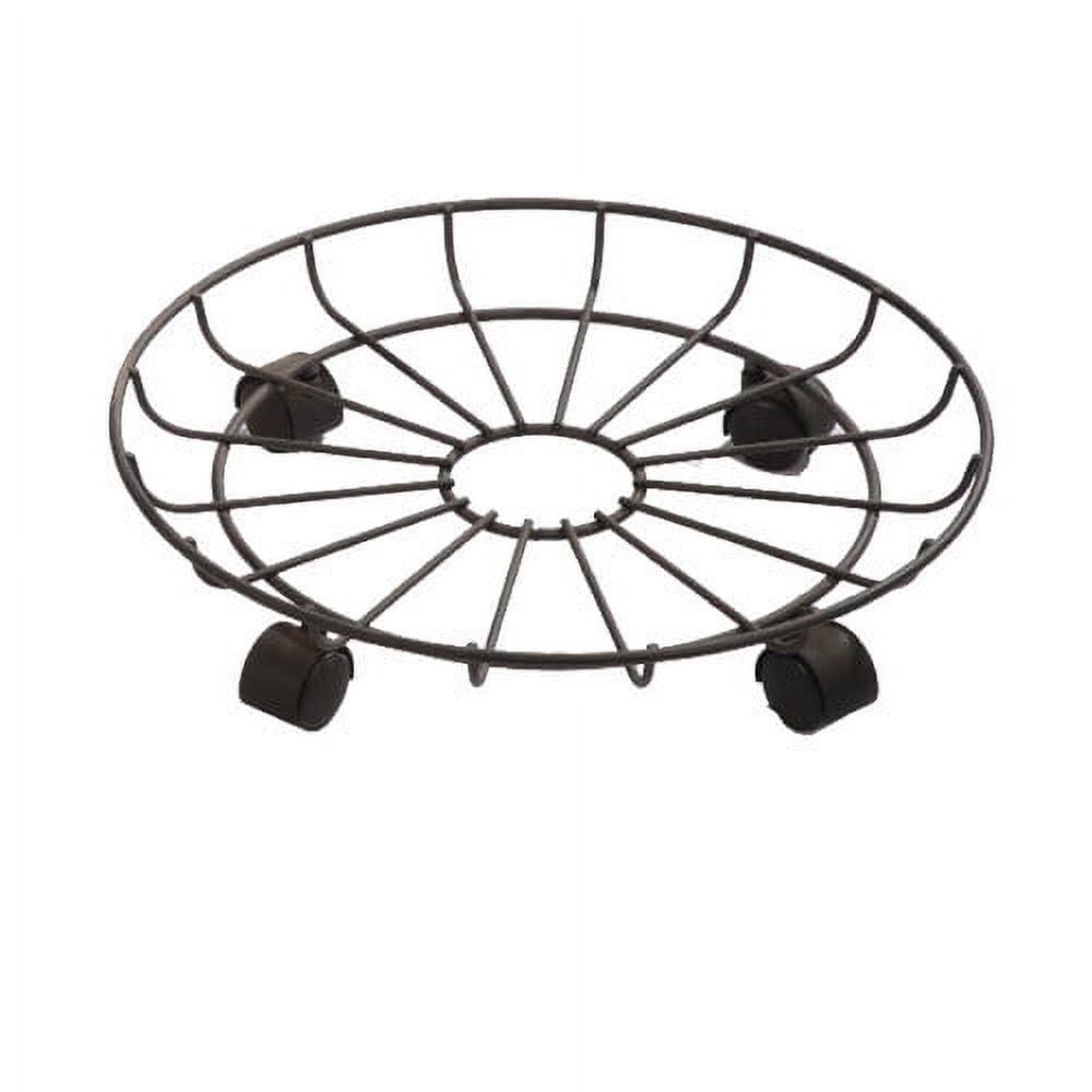 16-Inch Black Metal Heavy-Duty Plant Caddy with Wheels