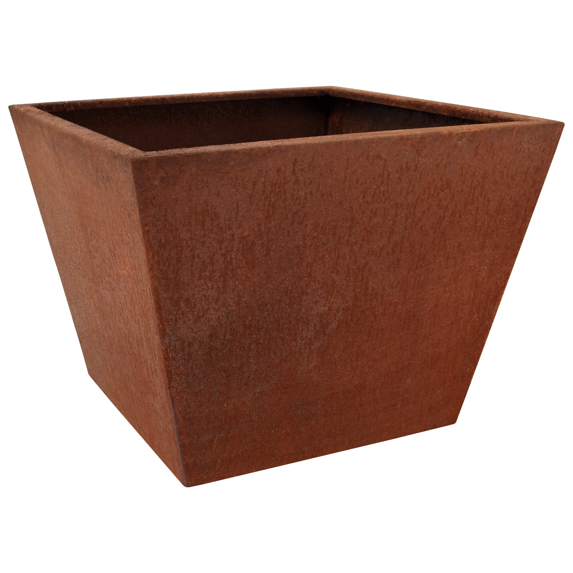 Large Weathered Corten Steel Square Planter