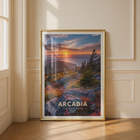 Arcadia National Park Sunset Print Maine Wall Art, Unframed Paper Print