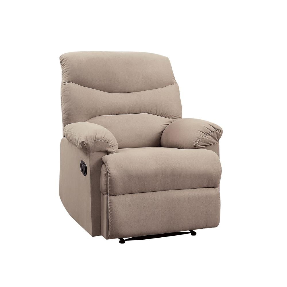 Arcadia Light Brown Microfiber Massage Recliner with Wood Frame