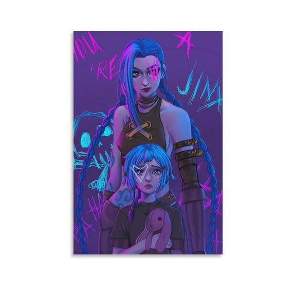 Arcane Anime TV Series Game Jinx Poster (6) Artworks Picture Print Poster Wall Art Painting Canvas Gift Decor Home Posters Decorative 16x24inch(40x60cm)