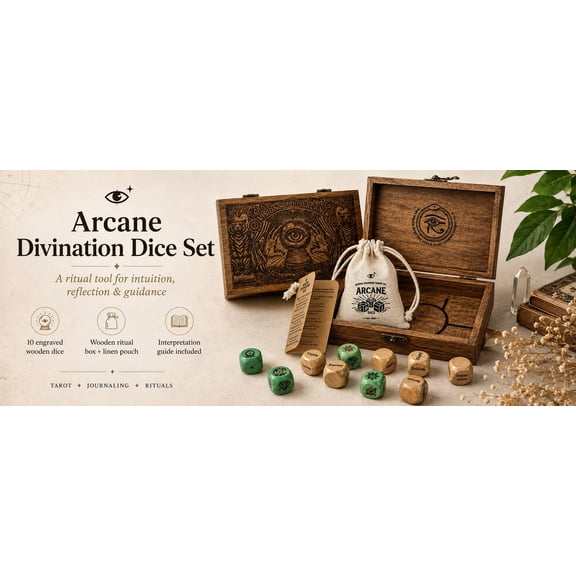 Arcane Divination Dice Set Handcrafted Oracle Dice for Tarot Rituals, Intuitive Guidance, Meditation, Journaling, Shadow Work and Spiritual Reflection