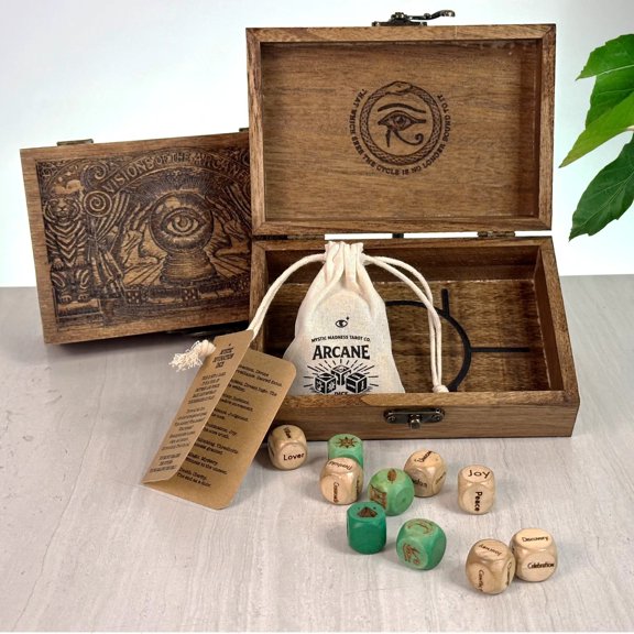 Arcane Divination Dice Set Intuition Guidance Dice Kit for Oracle Readings, Meditation, Zodiac Exploration, Personal Growth and Sacred Space Decor