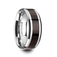 thumbnail image 1 of Arcane Ebony Wood Inlaid Tungsten Carbide Ring With Bevels, 1 of 2