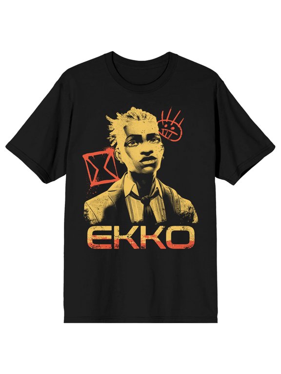 Arcane Ekko Adult Black Crew Neck Short Sleeve T-shirt-XL