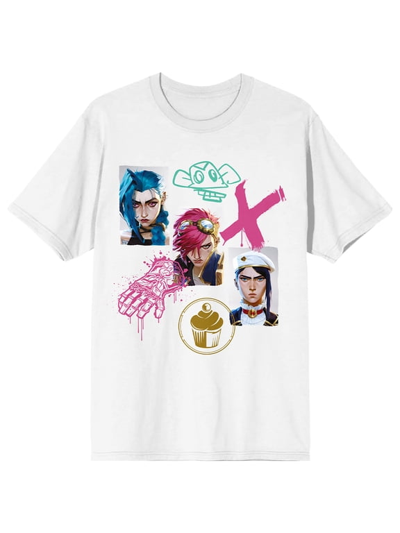 Arcane Graffiti Art & Portraits Adult White Crew Neck Short Sleeve T-shirt-XL