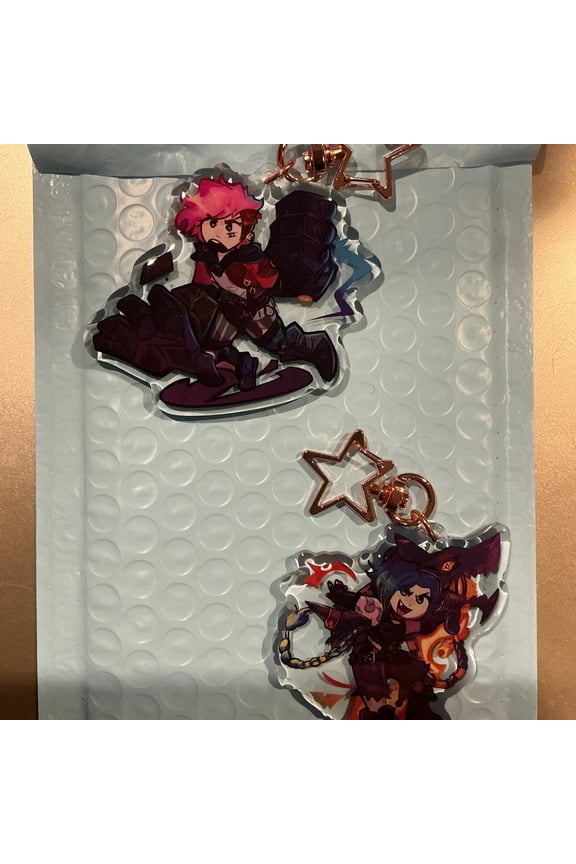 Arcane Inspired Keychains/Buttons/Stickers: Jinx and Vi, random 1pc
