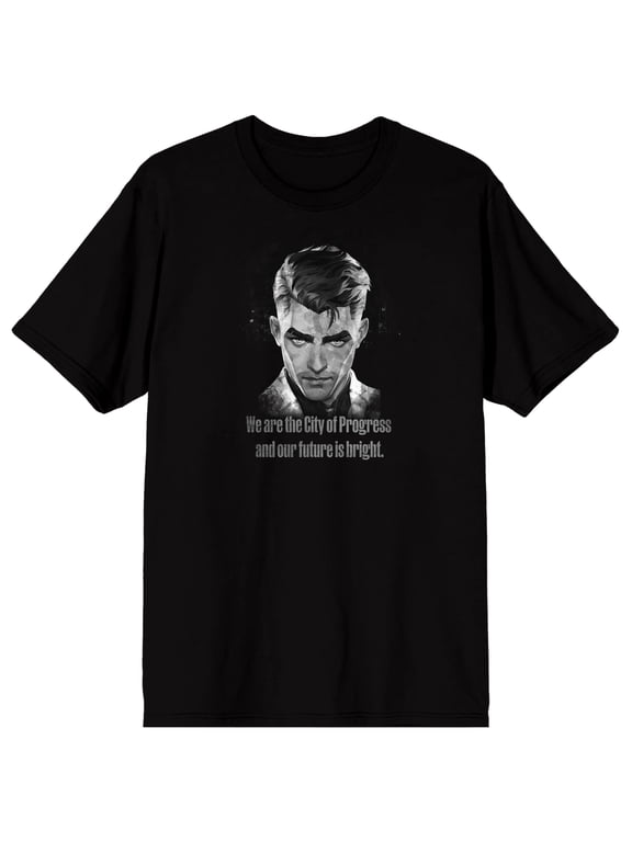 Arcane Jayce Tails B&W Art Adult Black Crew Neck Short Sleeve T-shirt-Medium