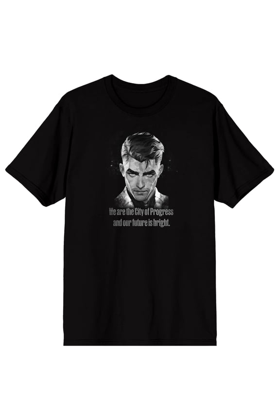 Arcane Jayce Tails B&W Art Adult Black Crew Neck Short Sleeve T-shirt-Small