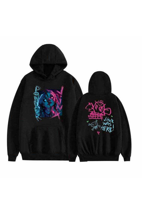 Arcane Jinx Cosplay Merch Hoodie - Unisex Adult Casual Pullover Sweatshirt, Anime Streetwear