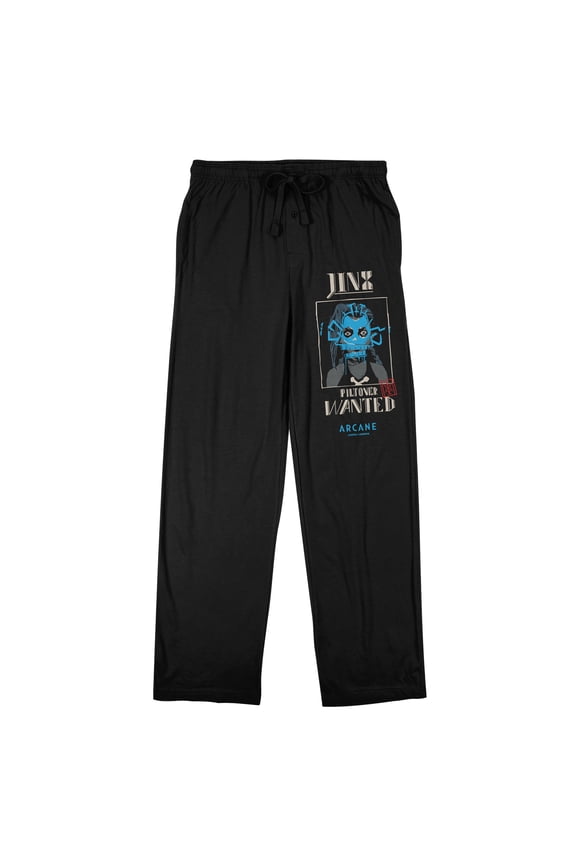 Arcane Jinx Wanted Poster Adult Black Sleep Pajama Pants -XL